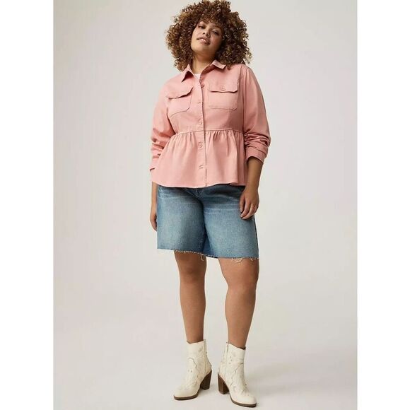 NWT Torrid Peplum Utility Jacket Mellow Rose Size 1X 14-16 - Picture 2 of 10